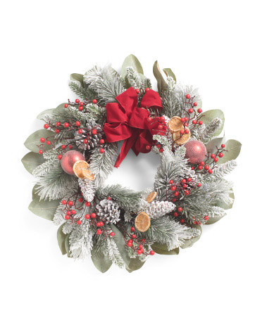 26in Pine Wreath With Lemons And Bow | TJ Maxx