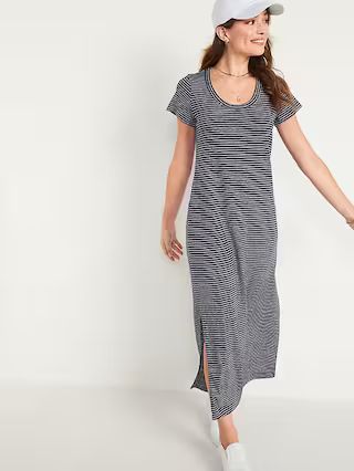Striped Linen-Blend Maxi T-Shirt Shift Dress for Women | Old Navy (US)