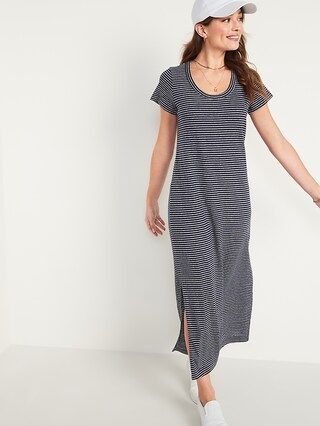 Striped Linen-Blend Maxi T-Shirt Shift Dress for Women | Old Navy (US)