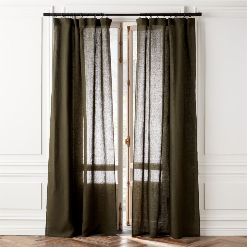 EUROPEAN FLAX-Certified Linen Forest Green Window Curtain Panel 48''x96" + Reviews | CB2 | CB2
