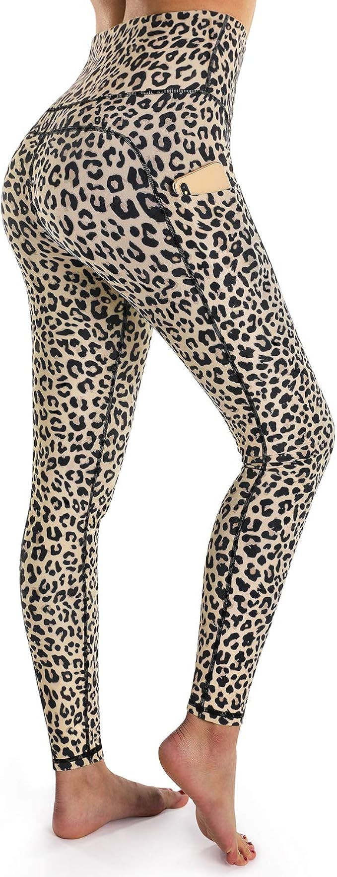 OUGES Womens High Waist Pockets Yoga Pants Running Pants Workout Leggings | Amazon (US)