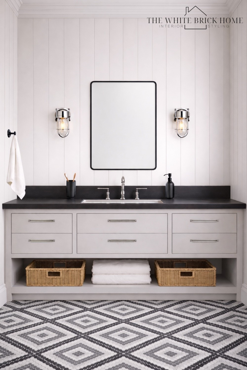 Clean, classic, and effortlessly modern - this bathroom proves that seamless white wall paneling and penny tile never go out of style. 

Bath, bathroom, bathroom design, bathroom decor, bathroom wall mirror, wall mirror, wall sconce, bathroom lighting, bathroom accessories, bathroom design ideas, home decor, modern bath, modern bathroom ideas, pottery barn, rejuvenation 

#LTKSeasonal #LTKHome #LTKSaleAlert