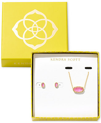 Kendra Scott Gold-Tone Elisa Pendant Necklace & Mini Ellie Stud Earrings Gift Set - Macy's | Macy's