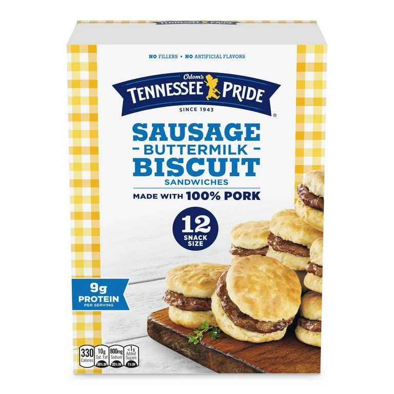 Odom’s Tennessee Pride Sausage & Buttermilk Biscuits, Snack Size Breakfast Sandwiches, 12 Count... | Walmart (US)