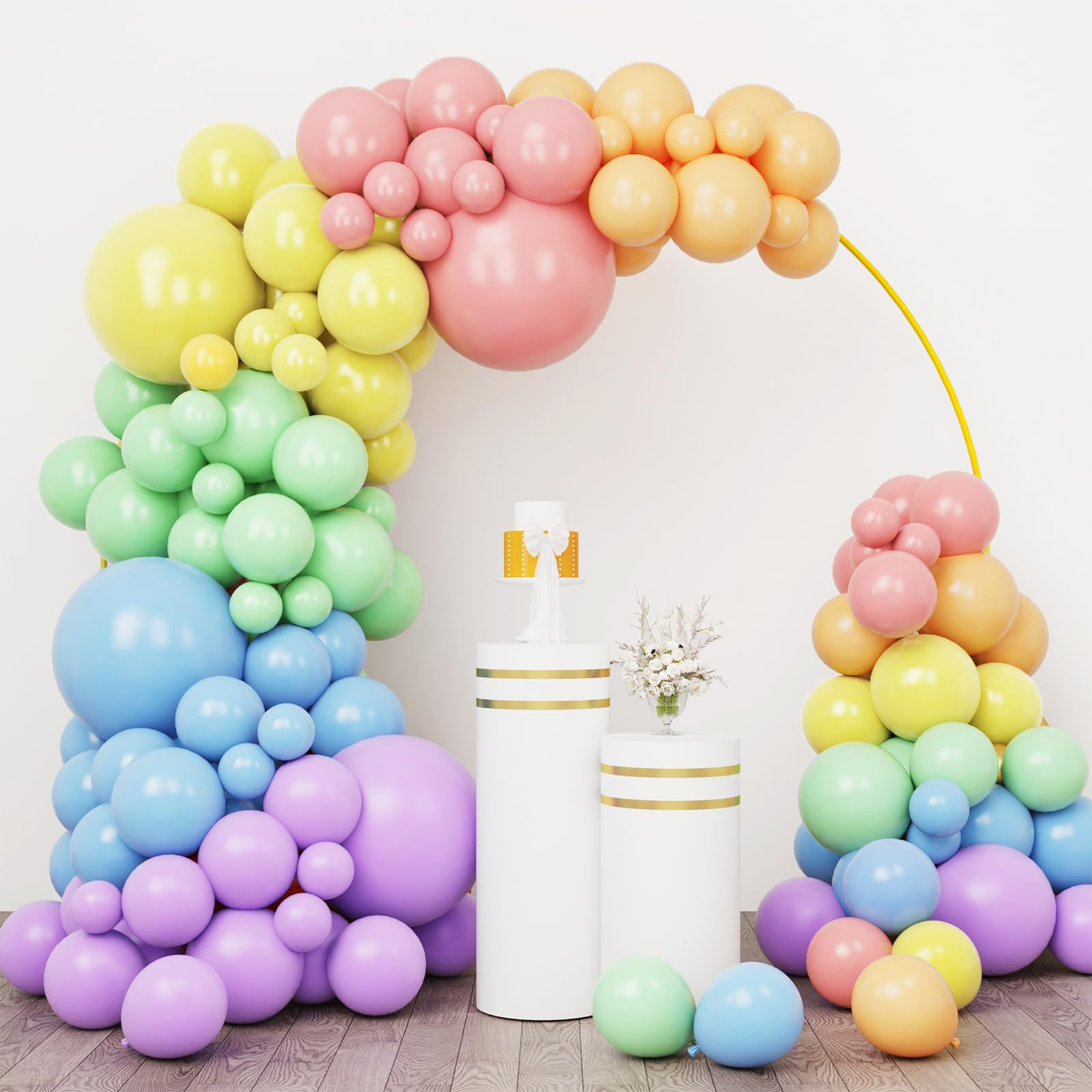 RUBFAC 154pcs Pastel Rainbow Balloons Different Sizes 18 12 10 5 Inches for Easter Balloon Garlan... | Amazon (US)