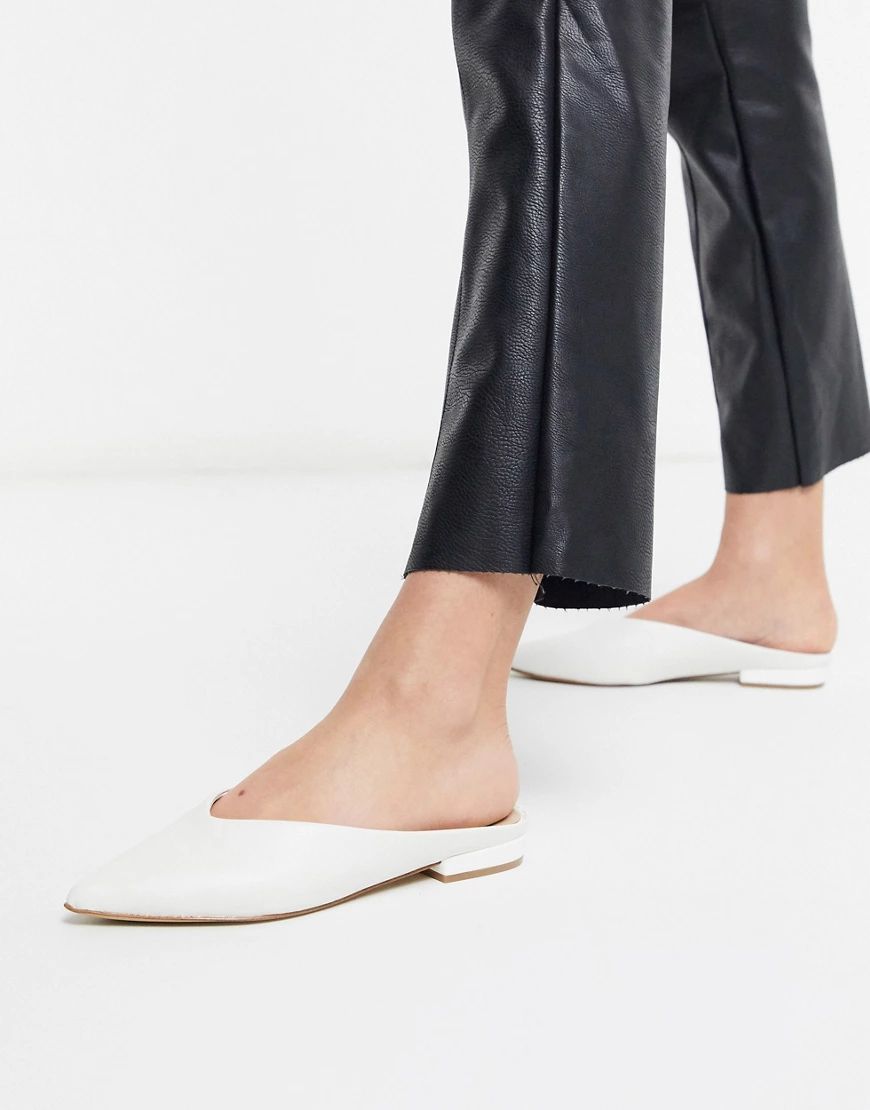 ALDO Nirasa mule flat shoe in white leather | ASOS (Global)