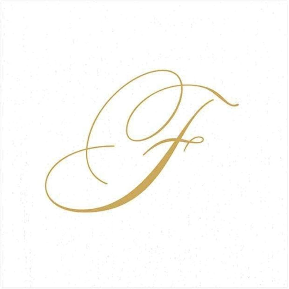 Caspari White Pearl & Gold Paper Linen Boxed Cocktail Napkins in Letter F - Pack of 30 (2900CG.F) | Amazon (US)