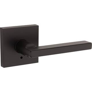 Halifax Square Matte Black Bed/Bath Door Lever | The Home Depot