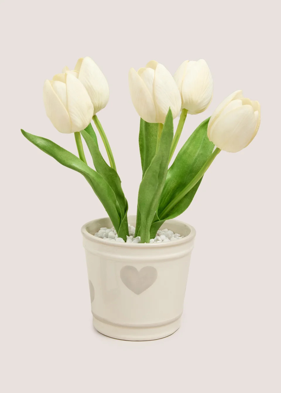 Cream Tulips In A Heart Vase | Matalan (UK)