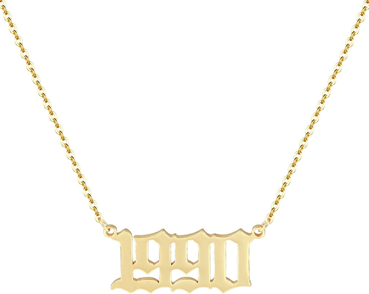 Aimber Birth Year Necklace 18K Gold Plated Birth Year Number Pendant Necklace Stainless Steel Birthd | Amazon (US)