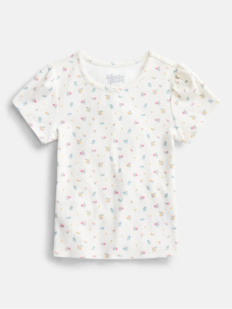 Wonder Nation Girls Baby Tee with Short Sleeves, Sizes 4-10 | Walmart (US)