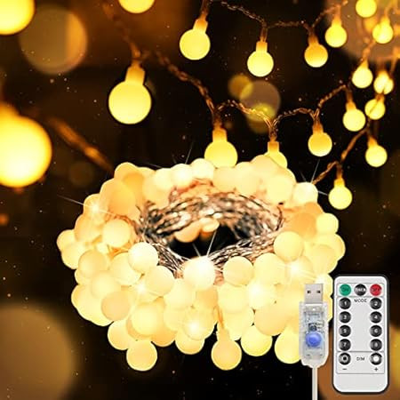 Globe String Lights, Merdeco 20ft 40 LED USB Powered Globe String Lights Warm White Fairy Lights ... | Amazon (US)
