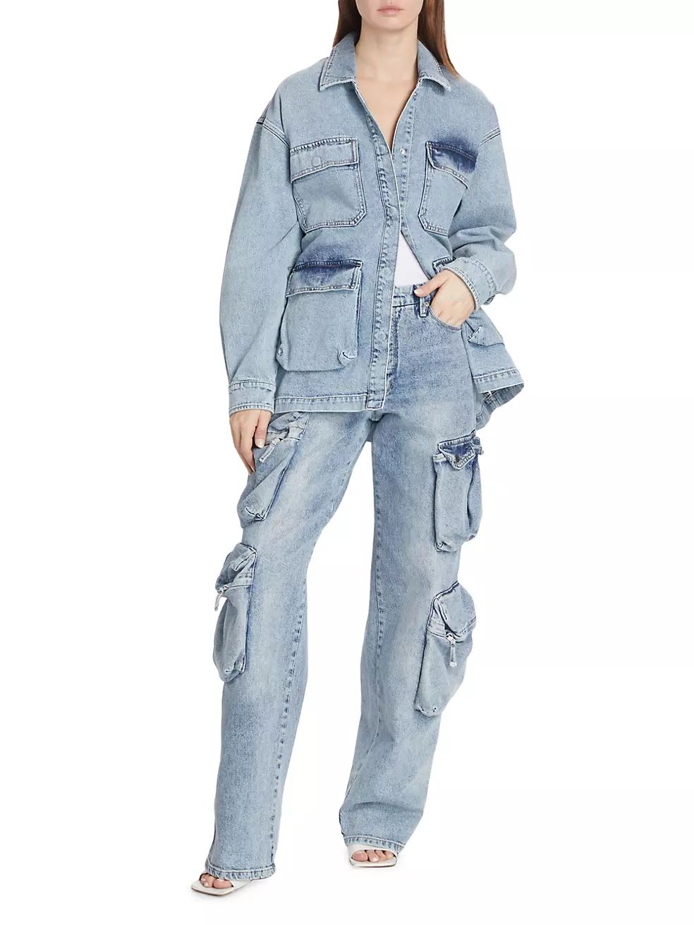 Wide-Leg Cargo Jeans | Saks Fifth Avenue