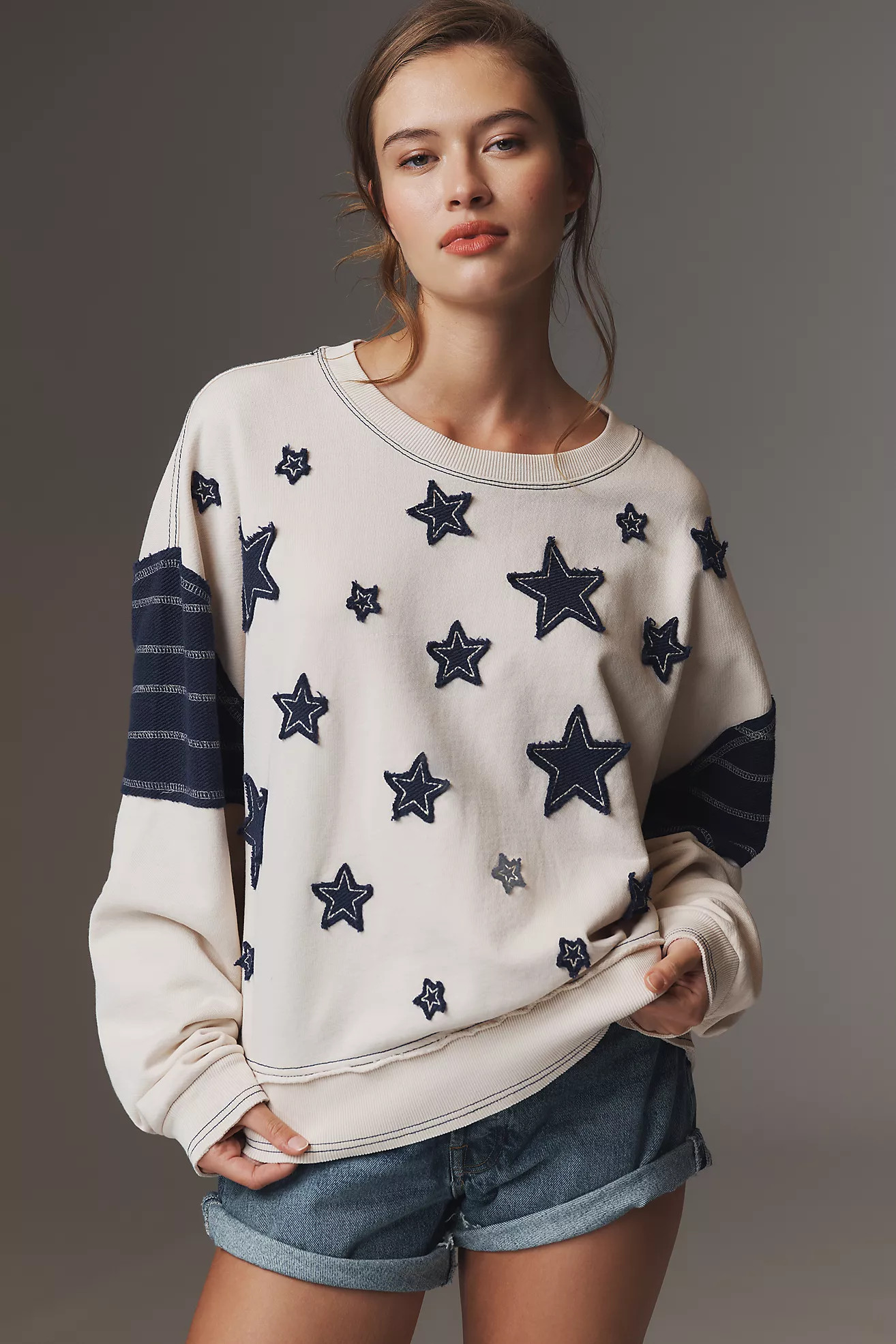Pilcro Star Patch Oversized Sweatshirt | Anthropologie (US)