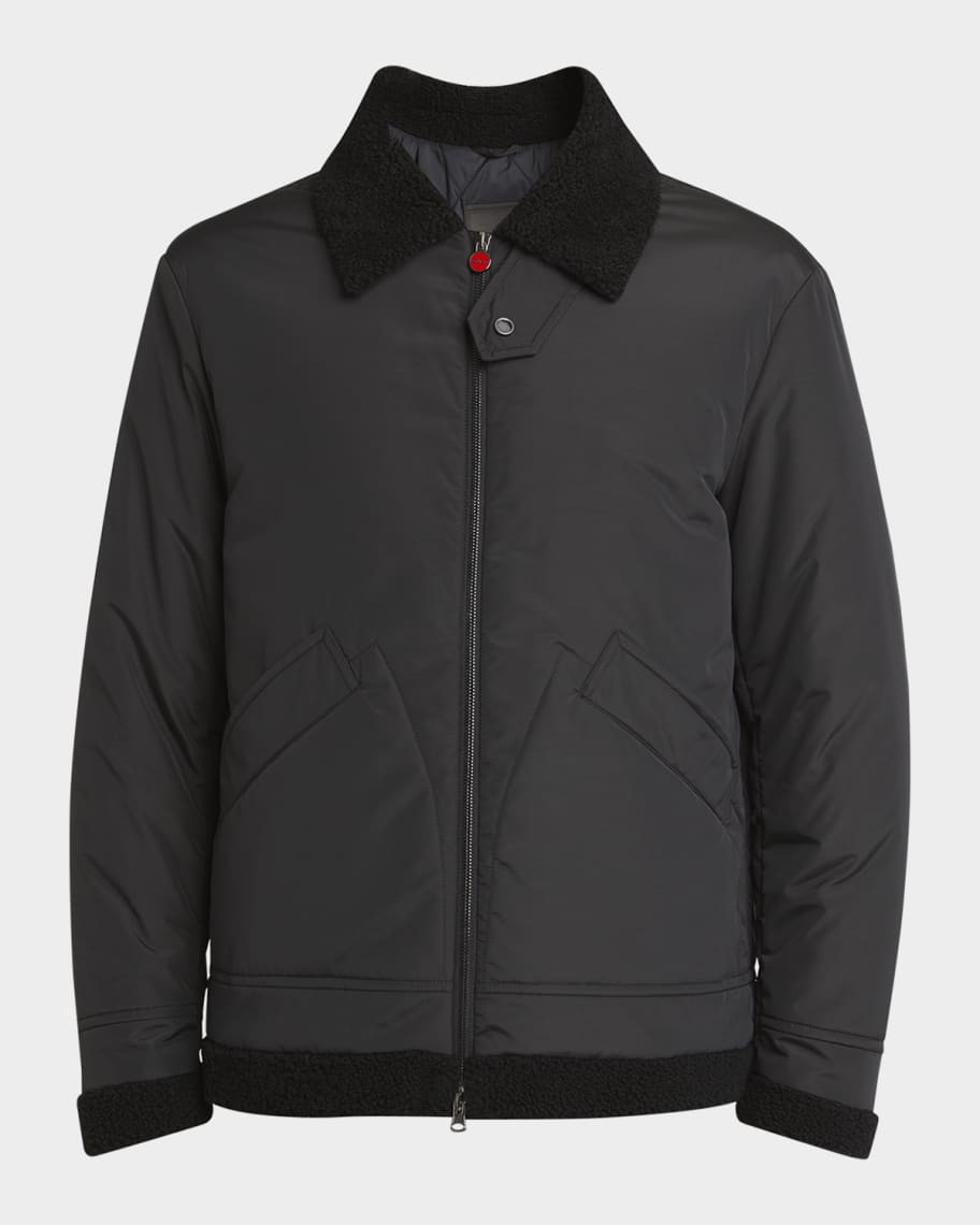 Kiton Men's Shearling-Trim Bomber Jacket | Neiman Marcus