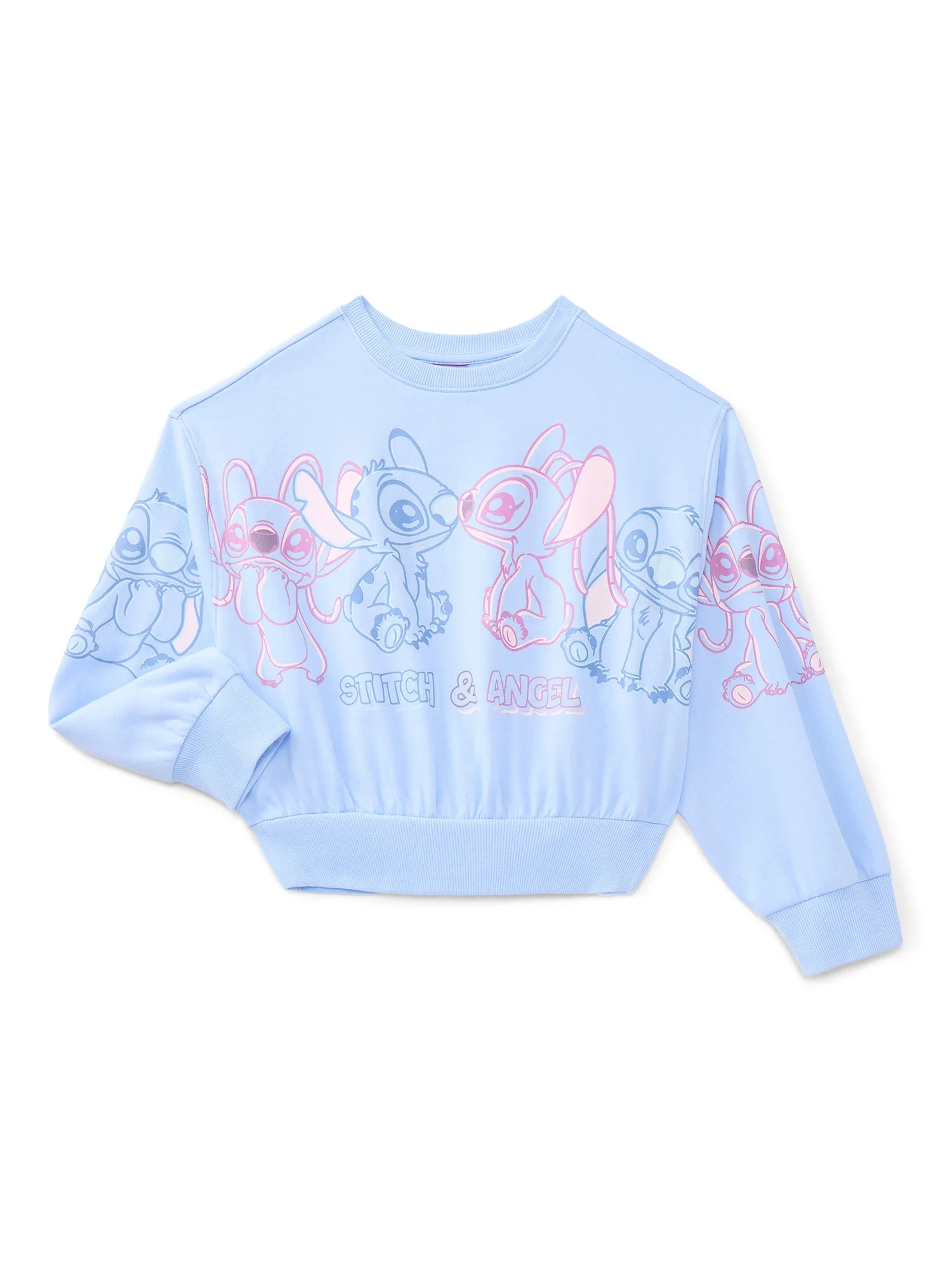 Disney's Stitch and Angel Girls Graphic Fleece Crew Pullover, Sizes 4-16 | Walmart (US)