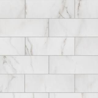 Florida Tile Home Collection Michelangelo Calacatta Matte 3.75 in. x 12 in. Porcelain Floor and W... | The Home Depot