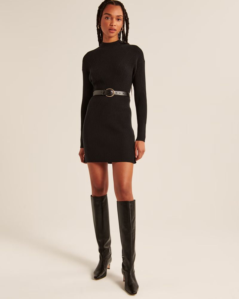 Women's Long-Sleeve Mockneck Mini Sweater Dress | Women's 30% Off Almost All Sweaters & Fleece | ... | Abercrombie & Fitch (US)