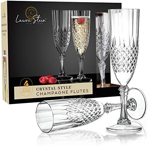 Laura Stein 4 Pack Disposable Crystal Style Flute Glasses with Stem | Amazon (US)