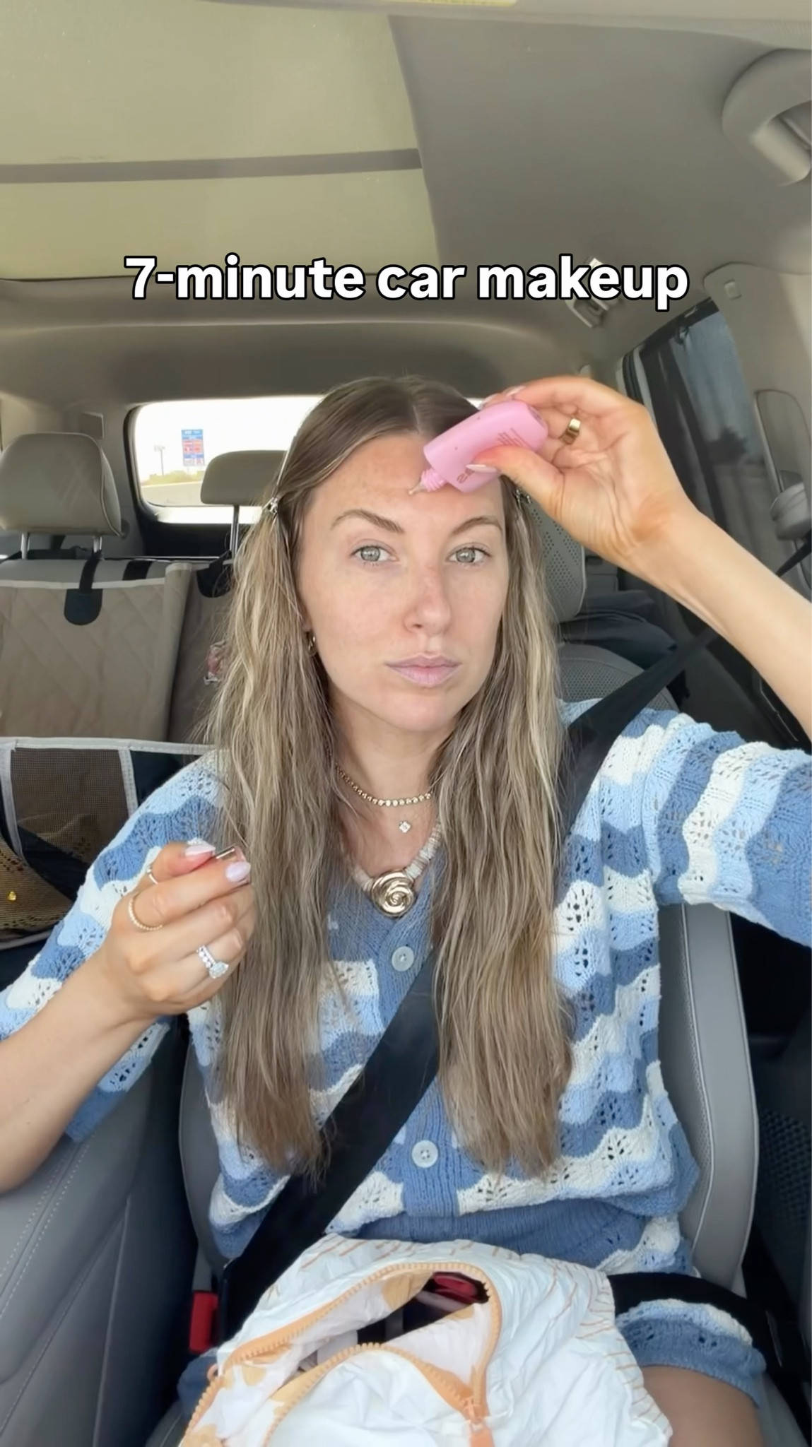 7-minute spring Car makeup routine! 

Cream bronzer — fair bronze 
Cream blush — soft coral 
Bronzer — caramel cappuccino 
Blush — spice gal 
Eye liner — the perfect brown 
Lip liner — wherever walnut 
Lip gloss — pale pink 




#LTKgrwm #LTKBeauty