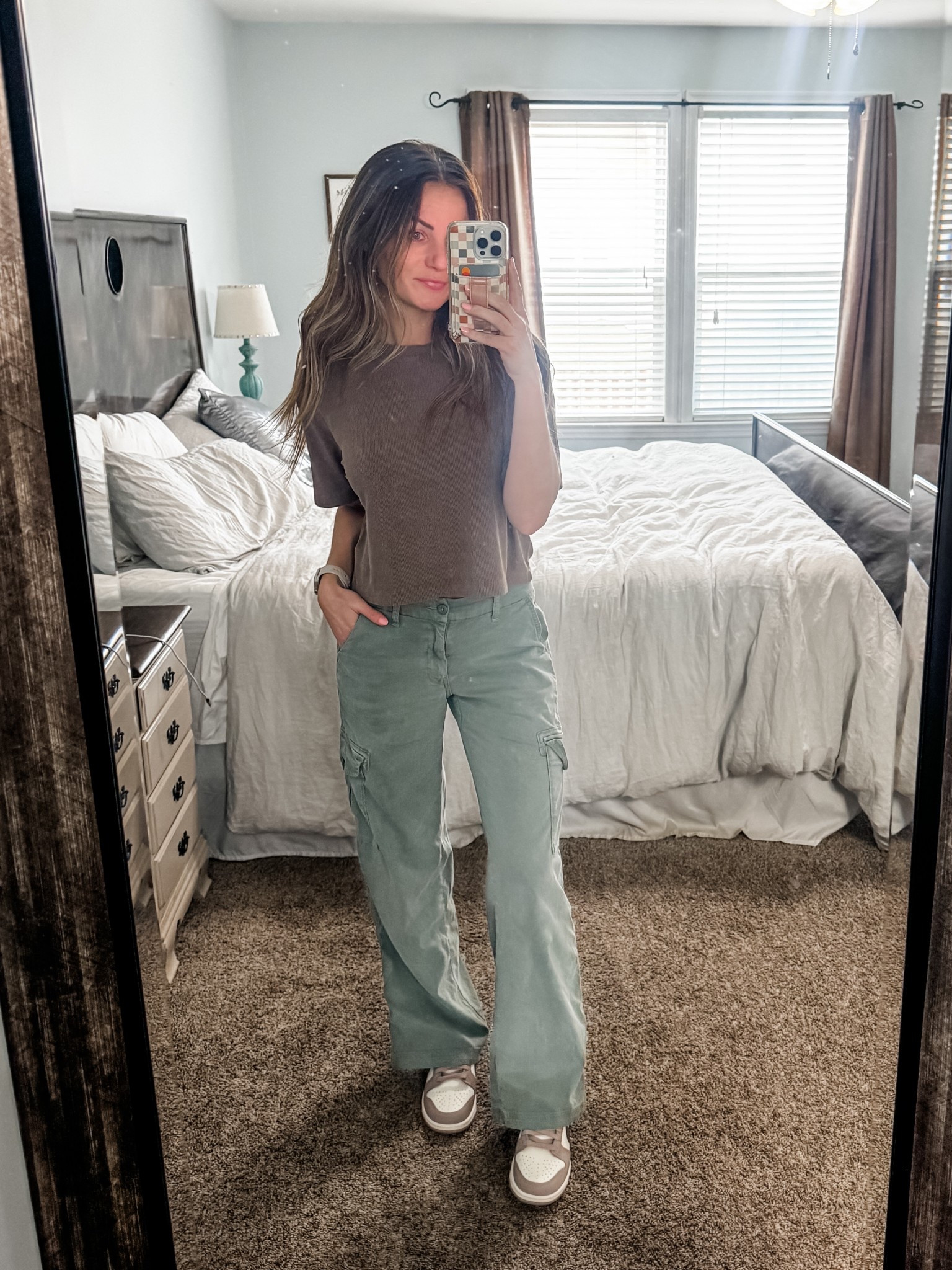 00 in cargos, very relaxed fit 
XS in tee 

#LTKSpringSale #LTKFindsUnder100 #LTKSeasonal