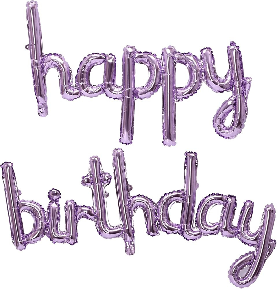Happy Birthday Balloons Banner 16 Inch Hanging Birthday Balloons 3D Silver Foil Cursive Script Le... | Amazon (US)