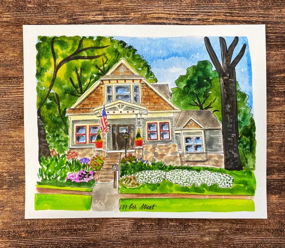 Custom House Portrait Home portrait Custom watercolor Housewarming gift Watercolor house portrait... | Etsy (US)