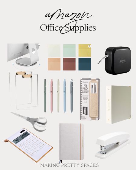 Shop my Amazon office supplies! 
Office, home office, office supplies, transparent sticky notes, label maker, pen pouch, binder, computer swivel stand, scissors, calculator, planner, white stapler, acrylic board

#LTKfamily #LTKhome #LTKkids