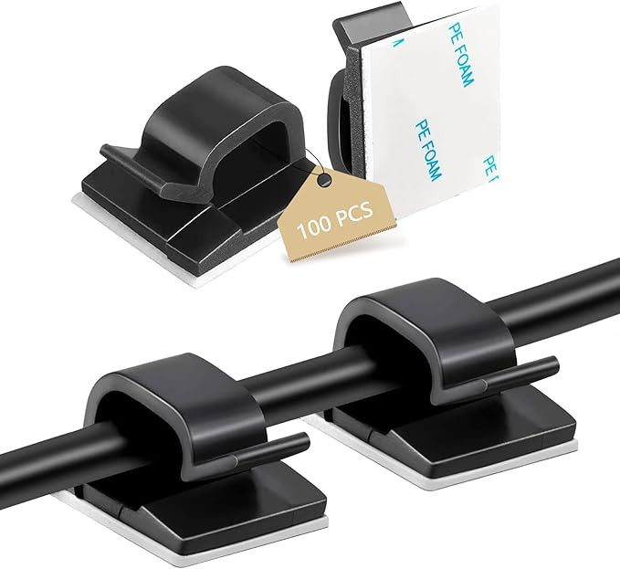100PCS Adhesive Cable Clips, Wire Holder Organizer Cord Management, Cable Staples Outdoor Strong ... | Amazon (US)