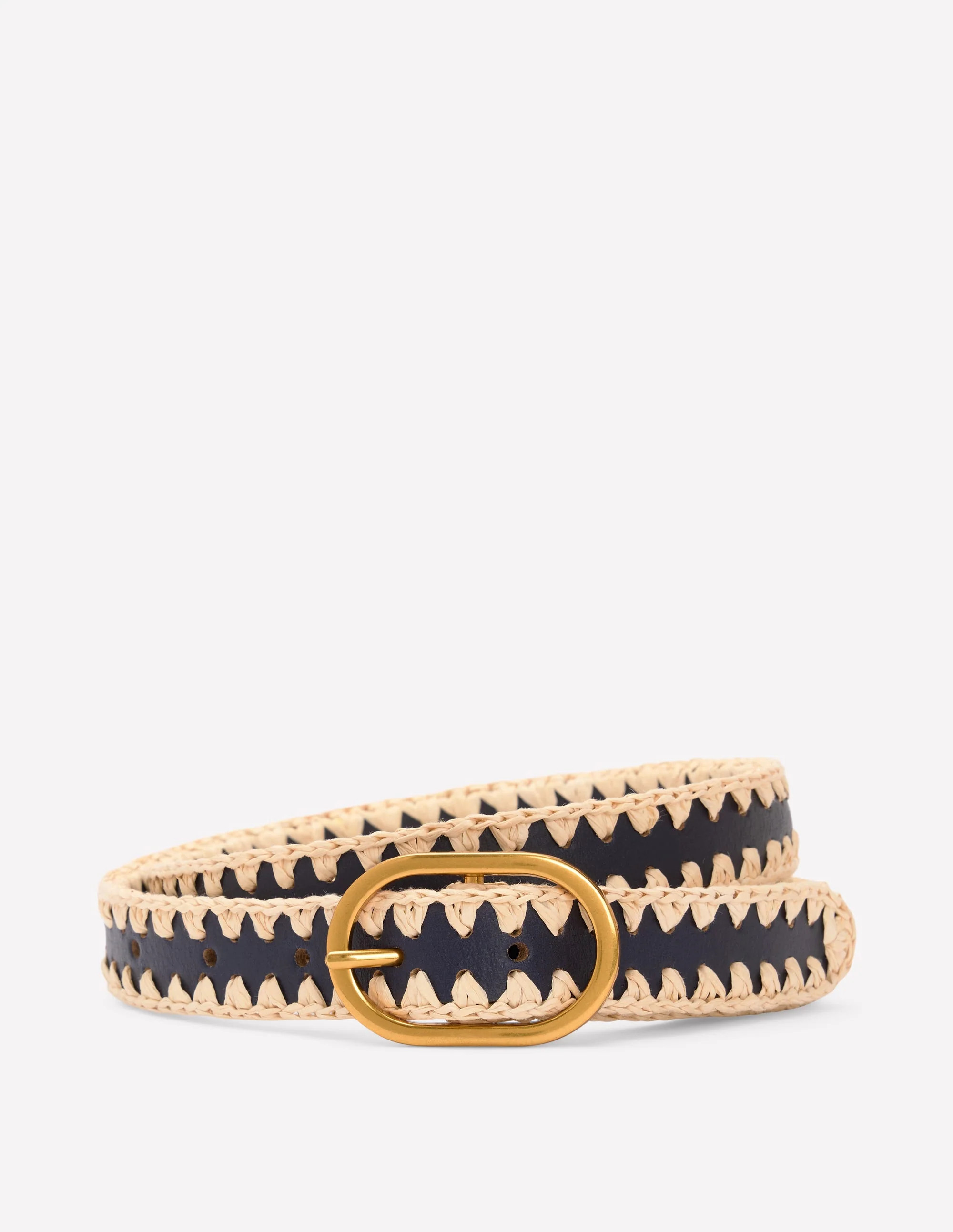 Whipstitch Classic Belt-Navy/Ivory | Boden (US)