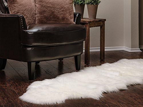 Chanasya Faux Fur Fake Sheepskin White Cover Rug/Solid Shaggy Area Rugs for Living Bedroom Floor ... | Amazon (US)