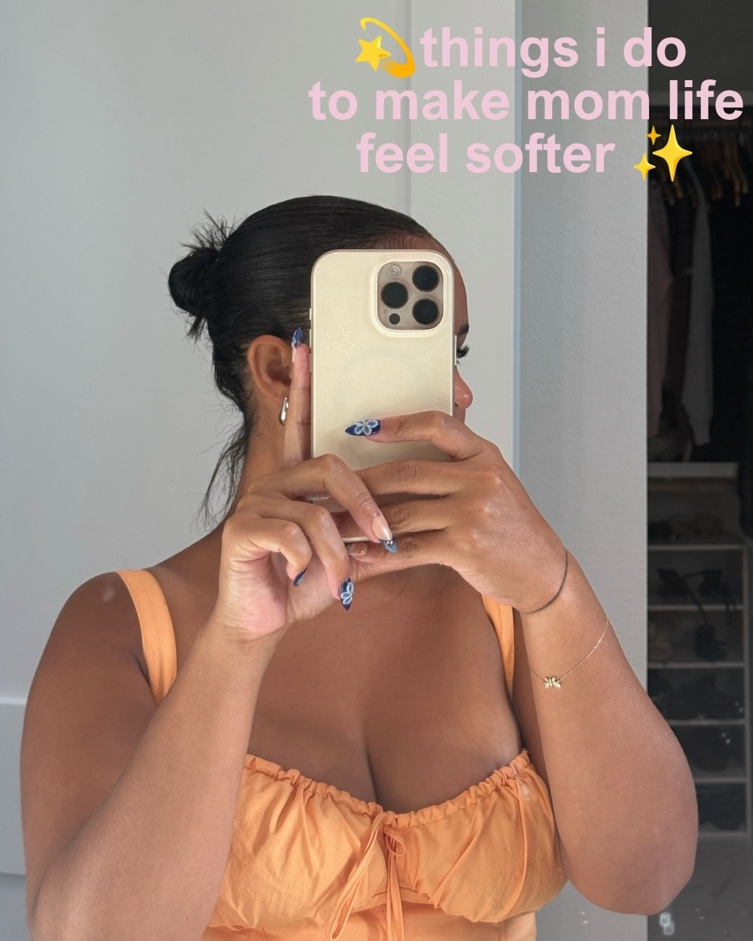 Parent on easy mode, you feel softer when things are less complicated and you eliminate decision fatigue. Swipe to read captions ➡️

Its true look good feel good. We show up as our best selves when we feel our best. Master your quick make up routine, get a hair style that’s easy for your to maintain , and keep a few matching sets you love in rotation so even if your rushing in the morning you can still feel your best. 

Stop over complicating meal time :
Make those easy quick meals your kids love and keep them in rotation. I find the more time I spend on a meal the less likely my kids are to eat them.I make the Same balanced breakfast m-f and just rotate the carb and protein every week. I also like to meal prep dinners to give me back some time in the evening and I follow a super simple system:  Pick 16 meals 4 pastas, 4 one pan dishes, 4 taco Tuesday night meals, 4 of whatever else your family likes and rotate them. If you wanna try new recipes save that for a day where your schedule is free 

Make time for you: things look different in every season but at the end of the day you’re just a girl so do things you like. Here are some things I like to do to pour into my own cup:
-Get ready for bed while the kids are at practice then I can focus on them when they come home. 
-Waking up earlier than the kids just to have some quiet time not to do 100 chores and work out 
-Take one off day a week , no cleaning, no cooking, sleep in, no work, and things I enjoy 
-self care nights
- home body hobbies : I like puzzles and diamond painting 

Parenting from the patio : as sah/wfh mom this is a life saver. whether you have big or small back yard/patio kids just want to be outside. Create a space you all can enjoy + if keep the house from becoming a mess. 

Im busy my kids are busy so whatever I can do at home to avoid spending hours at the salon + trying to coordinate with my kids schedule I do. Press ons are the simplest thing to swap out I found really good quality ones on amazon 

Examples:
-Keep a first aid kid kit in your purse, you always need a band aid 
-Keep potty supplies in your car to avoid accidents 
-Pick out clothes the night before to cut down on morning str