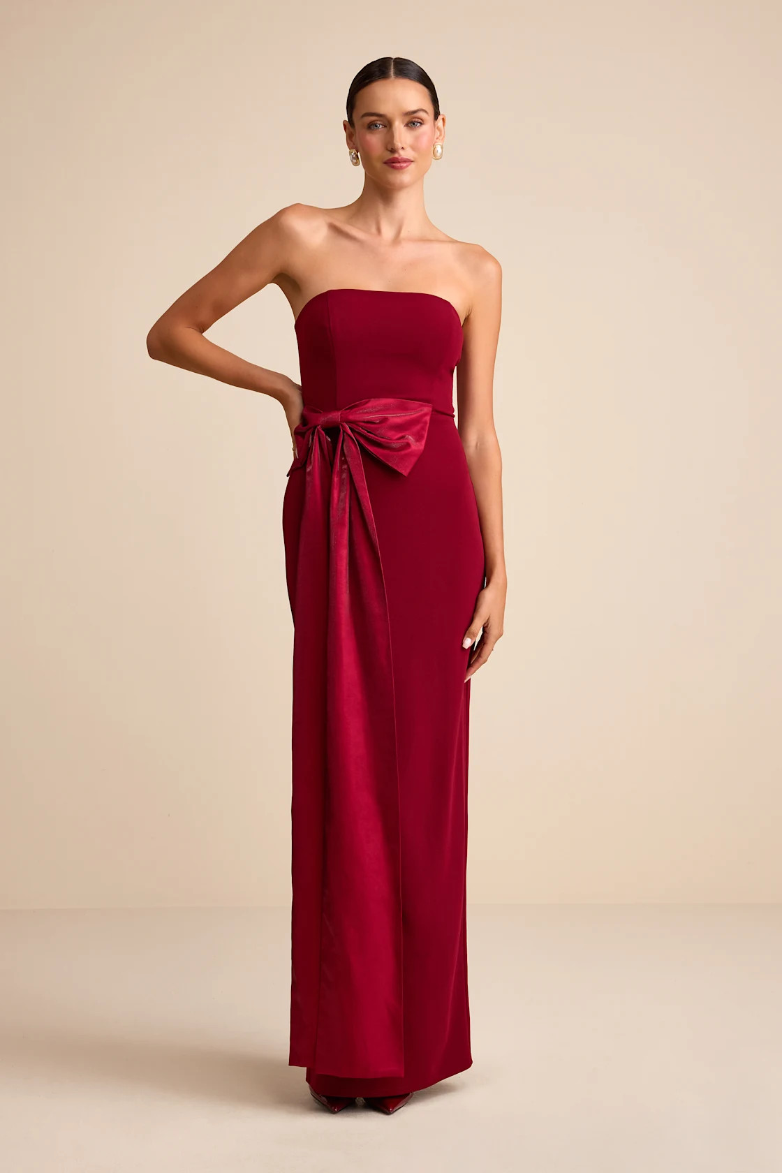 Marvelous Vision Red Strapless Bow Column Maxi Dress | Lulus