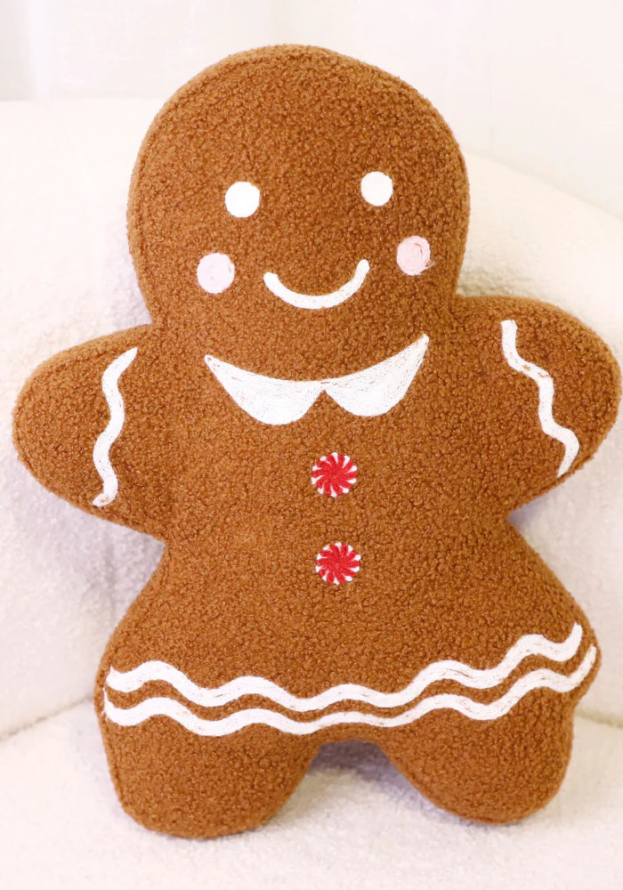 3D Gingerbread Woman w/ Peppermint Buttons Pillow Pre Order 11-6 | The Styled Collection