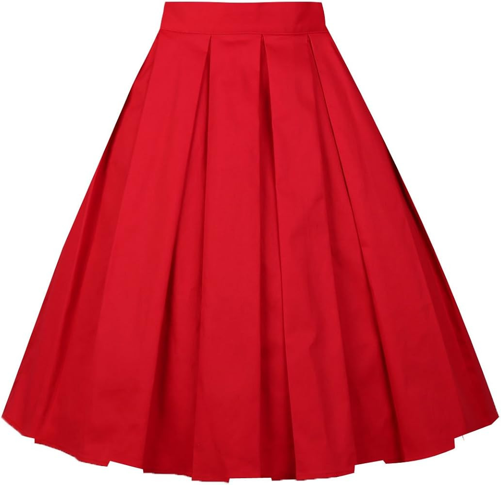 Girstunm Women's Pleated Vintage Skirt Floral Print A-line Midi Skirts with Pockets | Amazon (US)