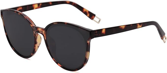 SOJOS Fashion Round Sunglasses for Women Men Oversized Vintage Shades SJ2057, Tortoise/Grey | Amazon (US)