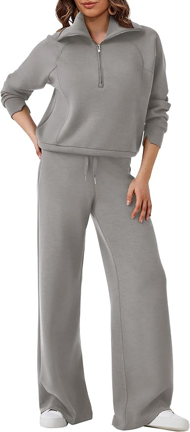 SuperPrity Women 2 Piece Outfits 2024 Fall Fashion Trendy Sweatsuit Oversized Sweatshirt Sweatpan... | Amazon (US)