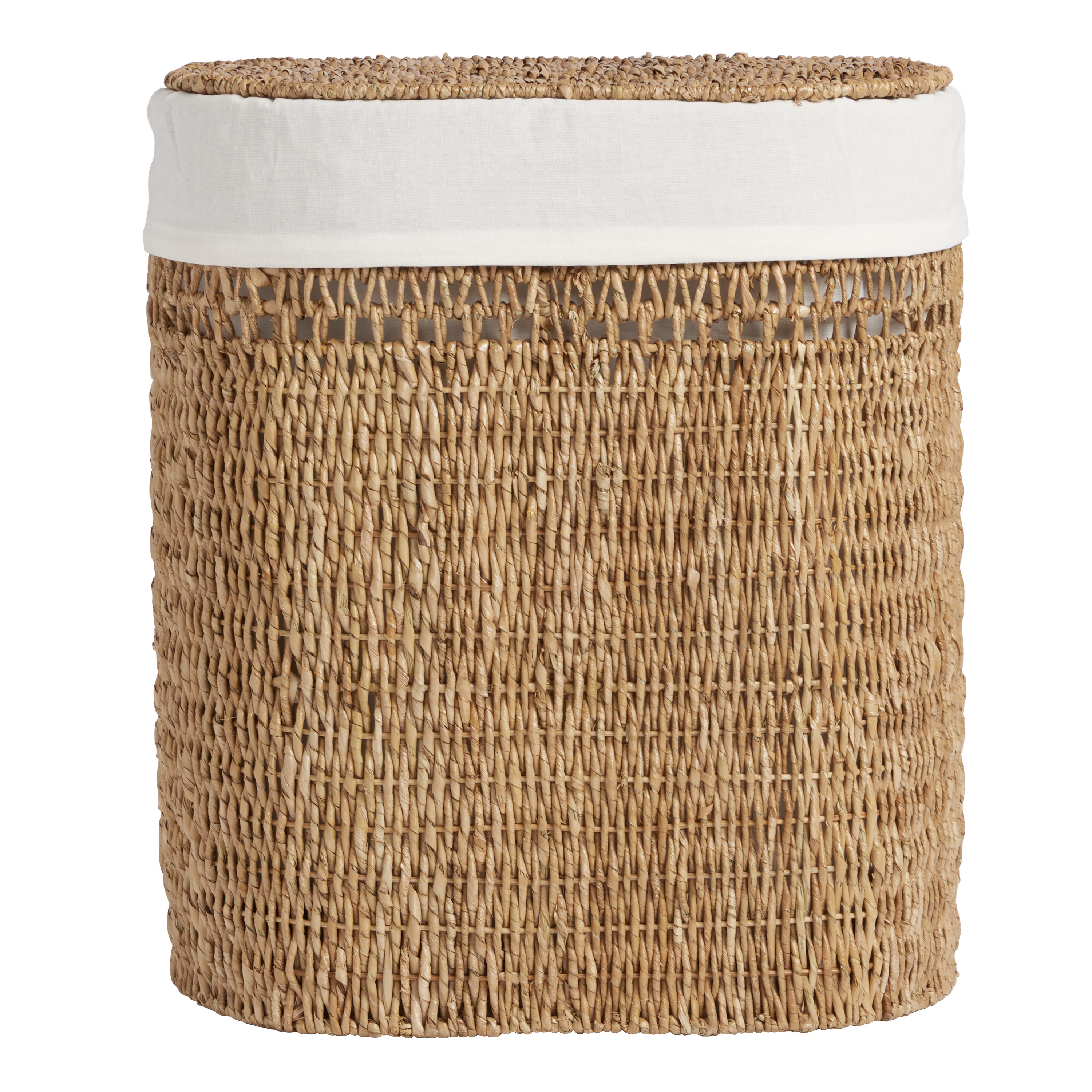 Salma Oval Seagrass Laundry Hamper with Liner | World Market