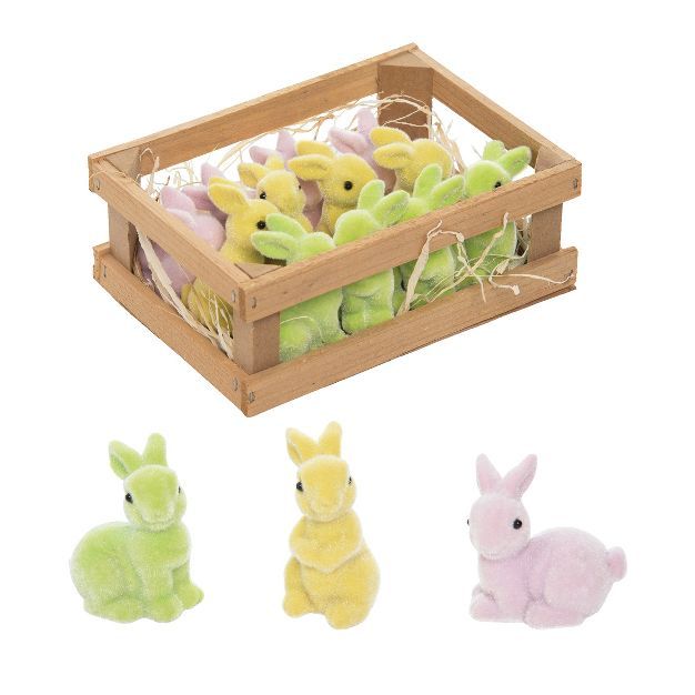 Gallerie II Pastel Green, Yellow Easter Bunny Figures in Crate Set of 12 | Target