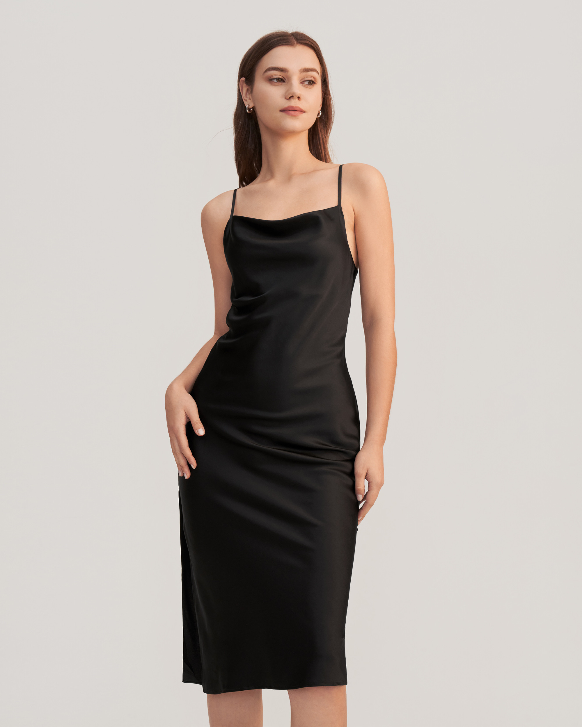 Elegant Alluring Cowl Neck Silk Dress | LilySilk