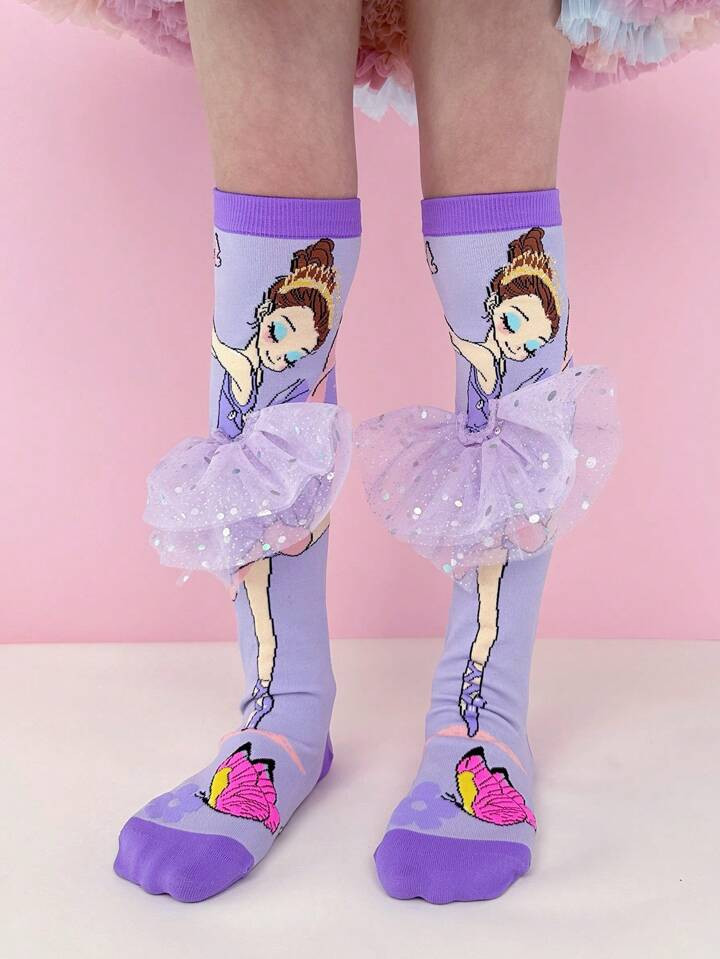 A Pair Of Cute Ballet Dancing Girl Over-The-Knee And Knee-High Socks Suitable For Girls' Daily Ou... | SHEIN