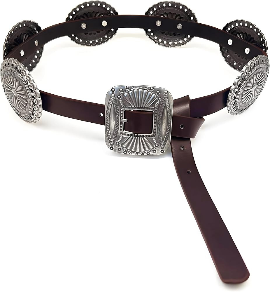 Western Concho Belts for Woman Cowgirl Faux Leather Belt for Dresses Jeans Country Concert Nashvi... | Amazon (US)