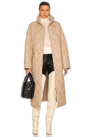 STAND STUDIO Sage Faux Leather Coat in Sand | FWRD | FWRD 