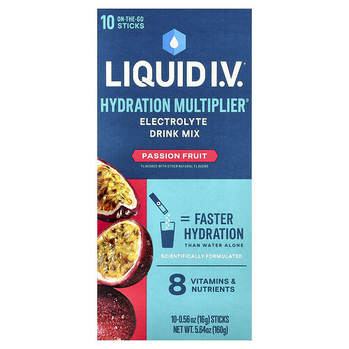 Liquid I.V., Hydration Multiplier®, Electrolyte Drink Mix, Passion Fruit, 10 Sticks, 0.56 oz (16 g) Each | iHerb