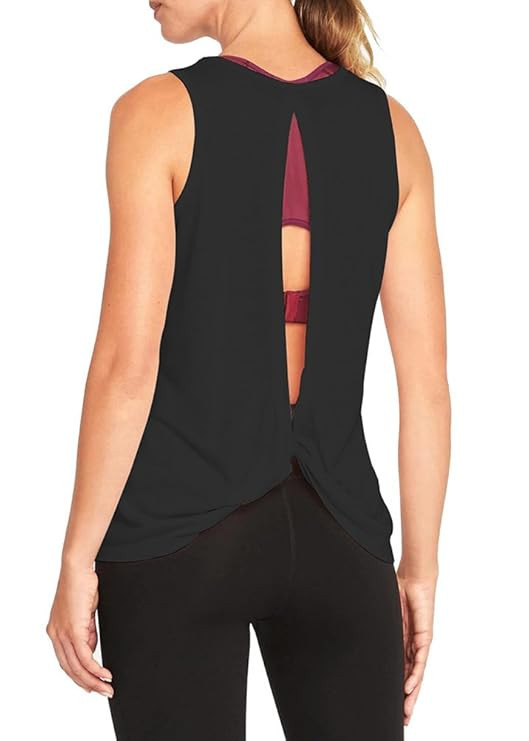 Mippo Women's Sexy Backless Workout Tank Yoga Active Tops Open Back Knot Shirt | Amazon (US)