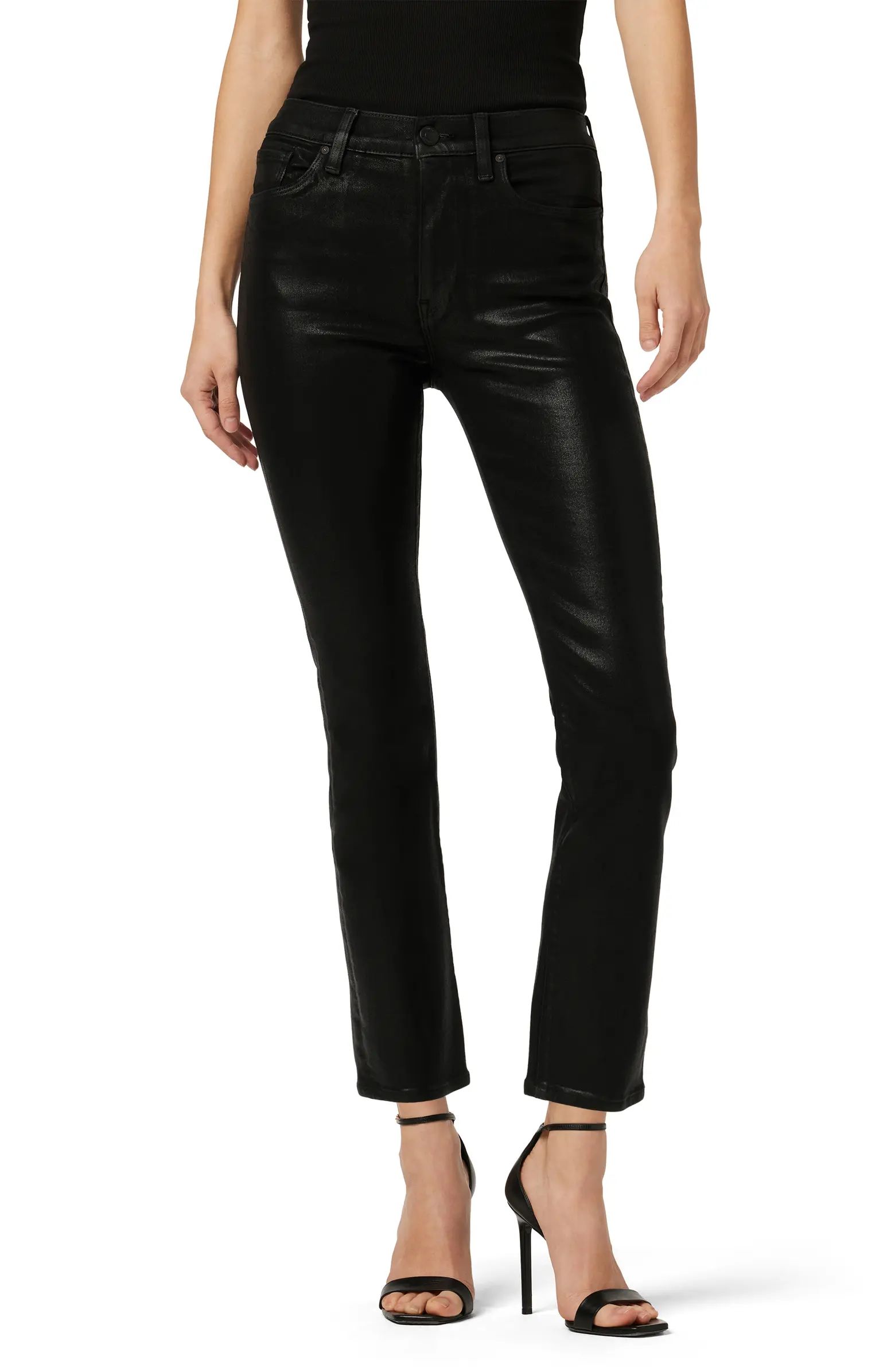 Barbara Coated High Waist Ankle Straight Leg Jeans | Nordstrom