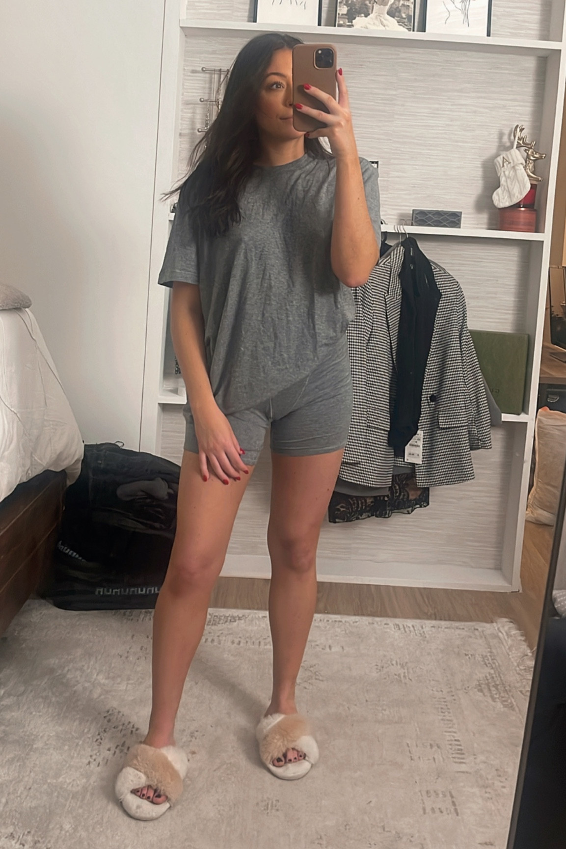 Skims boyfriend sleepwear- recommend going up 1 size in the boxers if you’re between sizes!
 
Tee & boxers - size small 

Slippers from Amazon 

#LTKhome #LTKunder50 #LTKFind