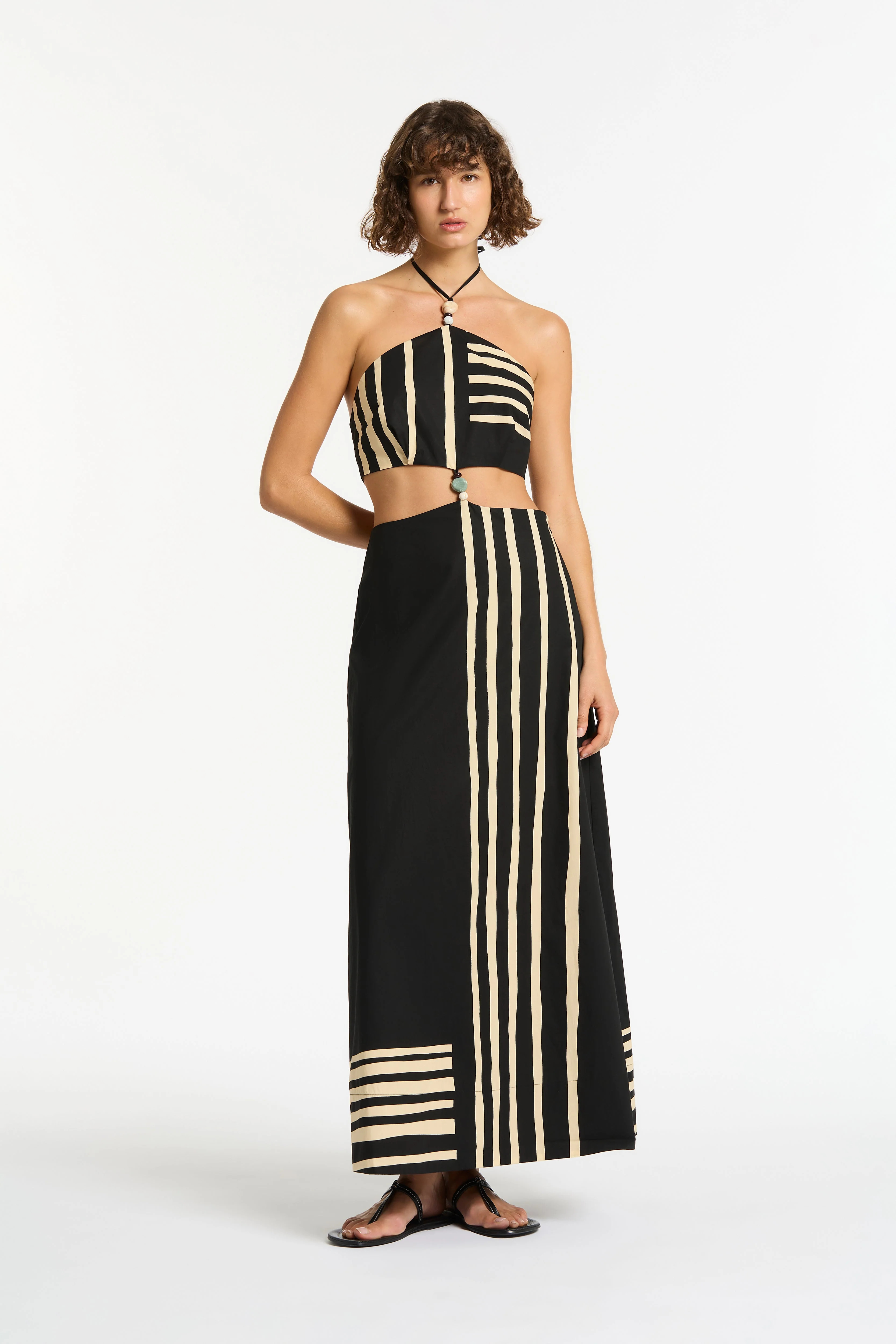 Linocut Beaded Halter Maxi Dress | Sir The Label (US)