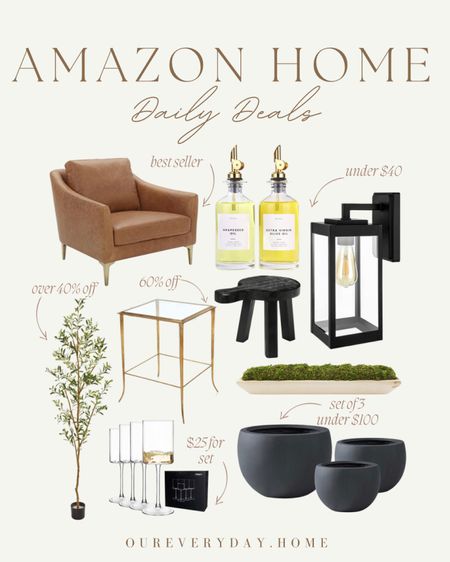 Amazon Daily Deals 

Leather accent chair 
Faux olive tree 
Accent table 
Pots 
Planters 
Coffee table decor 
Wine glasses 
Outdoor sconces 
Coffee bar 

Amazon home decor, amazon style, amazon deal, amazon find, amazon sale, amazon favorite 

home office
oureveryday.home
tv console table
tv stand
dining table 
sectional sofa
light fixtures
living room decor
dining room
amazon home finds
wall art
Home decor 

#LTKhome #LTKsalealert #LTKunder50