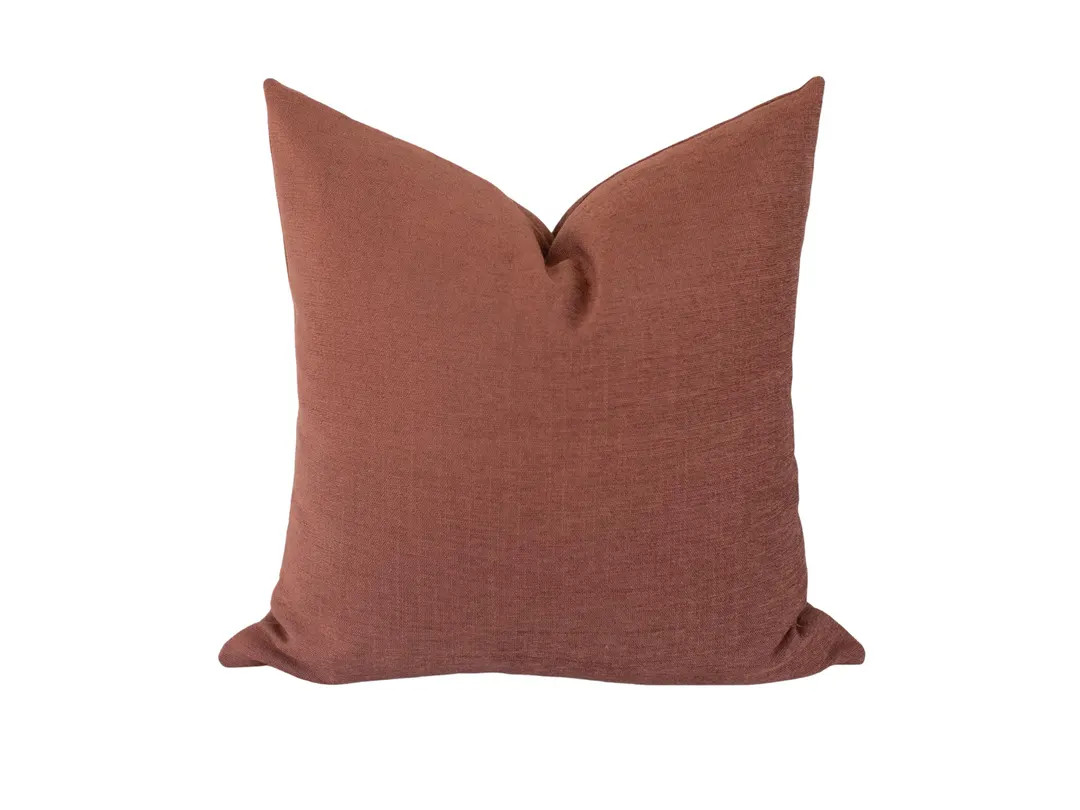 Terracotta Throw Pillow Cover: Rust Orange Linen Blend, Handmade in USA | Etsy (US)